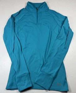 Under Armour tailliertes sportliches Damenoberteil blau Viertelreißverschluss Größe Medium Flecken - Bild 1 von 13