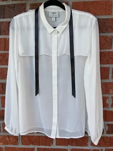 NWOT Jason Wu for Target Bow Tie Sheer White Blouse-sz L - Picture 1 of 6