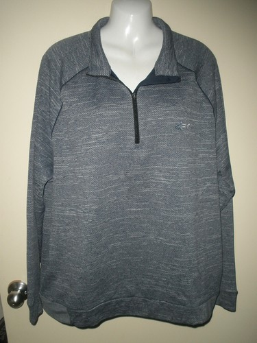 VETEMENTS #1226 GREG NORMAN Maglione Uomo Micro Pile Foderato 1 4 Zip LS Grigio Blu XL