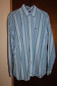 Camisa de vestir Prich Pride & Rich años 80 2 capas de tela para hombre azul a rayas talla XL - Imagen 1 de 8