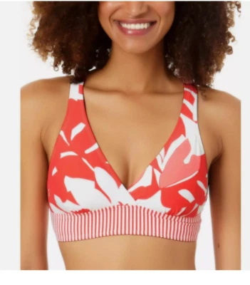 Top de natación bikini con bandas estampadas para mujer Anne Cole mediano (a197) Foto 1 de 3