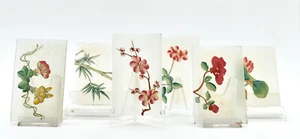6 petites plaques verre peintes main décor fleurs japonaises Japon - Imagen 1 de 9
