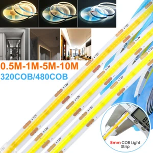 DC12V/24V COB Led Light Strip 320/480 1M 2M 5M 10M High Density Flexible Linear - Picture 1 of 17