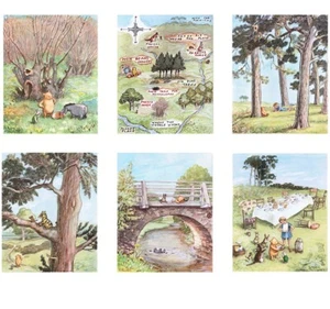 Vintage Winnie the Pooh Baby Nursery Wall Art Prints 8.5x11 Set of 6 Unframed - Picture 1 of 8