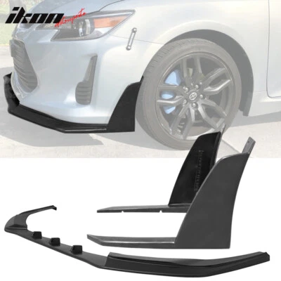 Fits 14-16 Scion TC Front Bumper Lip + Front Winglets IKON V3 Style Unpainted PU - Imagem 1 de 4