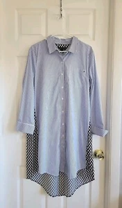 Tommy Hilfiger Mixed-Print Shirtdress Blue White Size Large Loose (6) - Picture 1 of 11