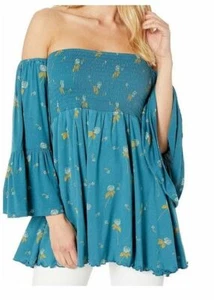 Túnica de lana estampada de lana azul talla S Free People para mujer $98 NUEVA - Imagen 1 de 3