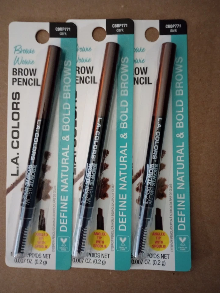L A Colors Browie Wowie Brow 铅笔 - CBP771 深色 - 3 包 — 第 1/1 张图片
