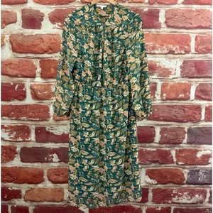 Anthropologie Daniel Rainn DR2 Kleid Damen XL Grün Boho Blumen High Neck Midi - Bild 1 von 8