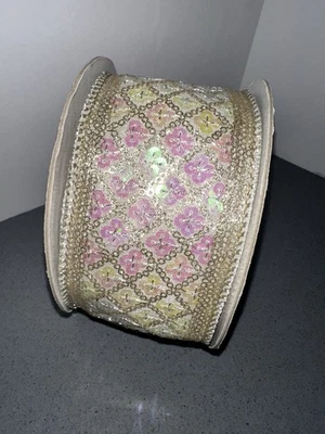 Cinta de alambre iridiscente de diamantes celestes Farrisilk de 10 yardas - 2,5” Foto 1 de 4