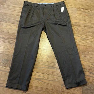 NWT Brooks Brothers Mens Elliot Advantage Chino Pants Pleated Cuffed 42x30 Gray - Picture 1 of 10
