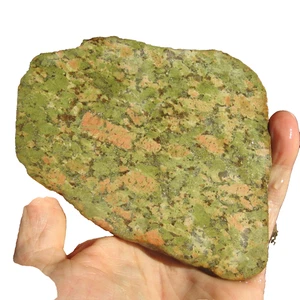 rle  UNAKITE SLAB, VIRGINIA, 4.5" X  3.5" x  0.24" SEMI-TRANSLUCENT - Picture 1 of 3