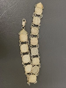 Pulsera Cadena Medalla San Benito De Colección Plata Esterlina Mexicana San Benito - Imagen 1 de 6
