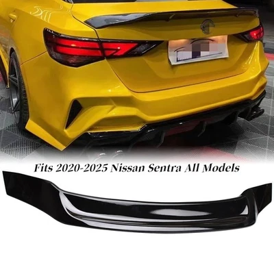 FOR 2020-2025 NISSAN SENTRA HIGH KICK DUCKBILL TRUNK SPOILER R STYLE GLOSS BLACK - Image 1 of 4