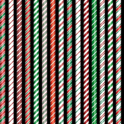 Quilting Treasures - Holly Jolly - Candy Cane Stripe - Black, Fabric BTY - Image 1 of 4