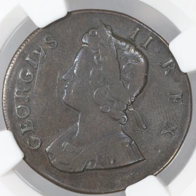 1734 Great Britain King George II 1/2 Halfpenny NGC VF25BN - Image 1 of 4