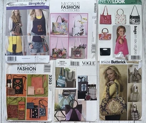 LOT OF 6 SEWING PATTERNS HANDBAGS, PURSE, TOTE, CELL PHONE CASE UNCUT FF - Picture 1 of 7