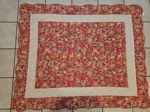 Vintage Great Finds Friends gesteppte Tischdecke rot gelb Paisley Blumen 60x48 - Bild 1 von 10