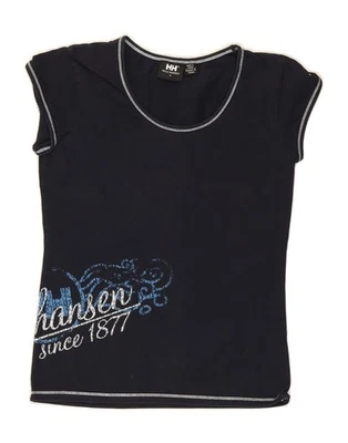 Camiseta Top HELLY HANSEN Mujer Gráfica Reino Unido 12 Mediana Azul Marino Algodón AM09 Foto 1 de 3