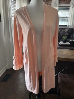 Cárdigan abierto Calvin Klein para mujer melocotón manga 3/4 volantes nuevo con etiquetas $89 Foto 1 de 4