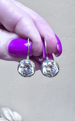 LOVELY Silpada Sparkling Quartz Crystal, Or Similar, Textured Wire Earrings - Image 1 of 4