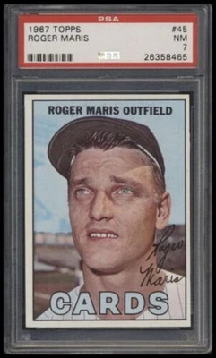 1967 Topps 45 Роджер Марис PSA 7 почти как новая - Изображение 1 из 2
