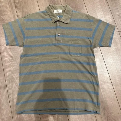 45Rpm 橄榄绿色和蓝色条纹 Polo 衫,尺寸 3 — 第 1/4 张图片