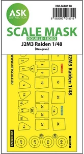 1/48 J2M3 Raiden Double-sided Express Self-adhesive Pre-cutted Mask for Hasegawa - Picture 1 of 1