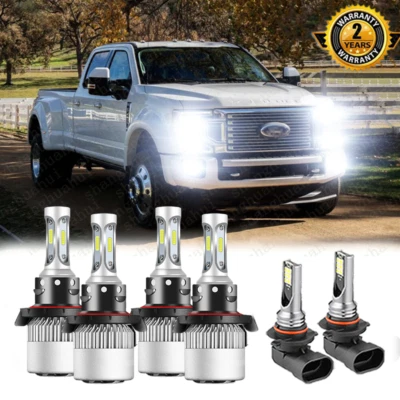 For 2005-2019 Ford F250 F350 F450 Super Duty - 6x LED Headlights Fog Light Bulbs - Image 1 of 4