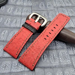 28mm/24mm Ostrich Leather Watch Band Bespoke Exotic Leather Minimalist Design - Picture 1 of 10