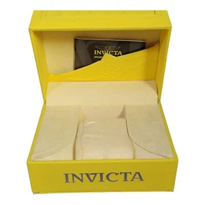 Vitrina de reloj clásico Invicta caja de reloj vacía almacenamiento amarillo con almohada - Imagen 1 de 12