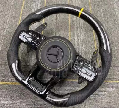 Flat Carbon Fiber Custom Steering Wheel for Mercedes-Benz AMG G63 GLE S63 E200 - Image 1 of 4