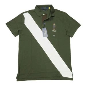 Polo Ralph Lauren Men's Dark Green Polo Bear Custom Slim Fit Mesh Polo Shirt - Picture 1 of 3