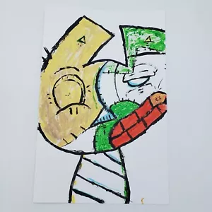 Gatto arrugginito dipinto originale espressionismo su carta di street artist newyorkese - Foto 1 di 3
