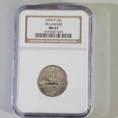 1999 D DELAWARE State Statehood Quarter Coin MS67 NGC Brown Label Holder 015 - Image 1 of 4