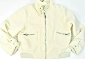 Collection B Women Teddy bomber Jacket New L Cream Ivory pockets Zipper - Picture 1 of 7