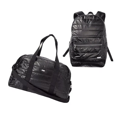 2 Pc Victoria’s Secret Pink Quilted Black Backpack & Duffle Bag Light Weight New - Image 1 of 4
