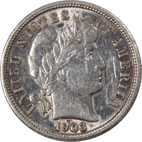 1903 S Barber Dime AU About Uncirculated Details Silver 10c SKU:I1044 Cover