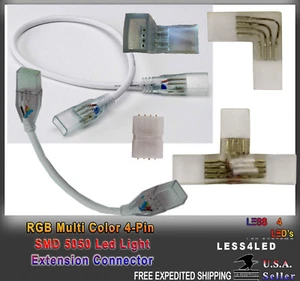 110V - 120V RGB +W Color Led Strip Light Connector, Extension Wires, Repair Kit - Picture 1 of 10