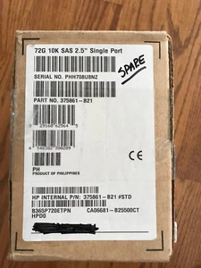 Disco duro de un solo puerto HP 72 GB 10K SAS 2,5" 375861-B21 NUEVO EN CAJA - Imagen 1 de 3
