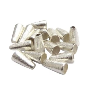 7 Pcs 14X9mm Brushed Cone Bead Cap Sterling Silver Plated - Picture 1 of 4
