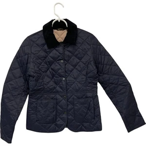 Barbour Summer Liddesdale Snap Long Sleeve Quilted Jacket Blue Womens Size 4 EUC - Picture 1 of 9