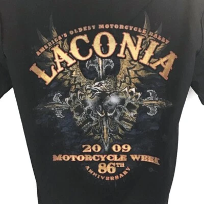 Camisa Dickies 2009 Laconia Bike Week SS abotonada para hombre talla M negra Foto 1 de 4