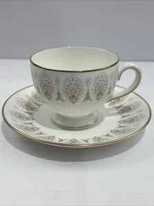 Vintage Wedgwood Medina Beige Bone China Tasse und Untertasse mit Fuß Set - Bild 1 von 11