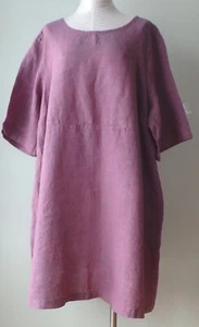 FLAX Design LINEN  Shift  DRESS   M  & L   NWT  Simple Dress  RED CURRANT STRIPE - Picture 1 of 10