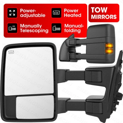 Pair Power Heated Tow Mirrors For 2003-2007 Ford F250 F350 F450 F550 Super Duty - Image 1 of 4