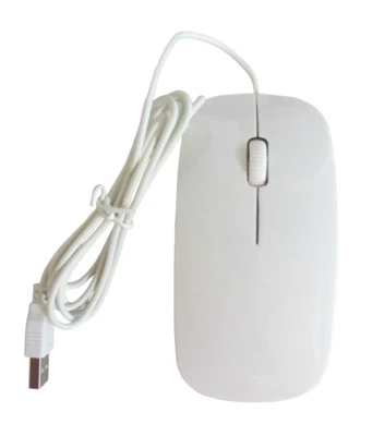 Mouse Ottico A Cavo Pc Mac Bianco Lucido Leggero Pronta Consegna Wired Usb