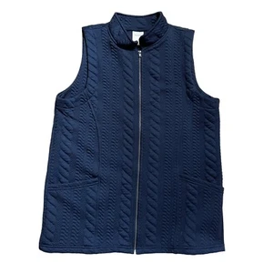 Blair Damen Gr. S Reißverschluss vorne gesteppte Struktur Strickweste marineblau neu ohne Etikett - Bild 1 von 4