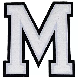 1 PCS 4.0" White Chenille Letter Patch Iron on Patches for Hats Clothes Bags ... - Picture 1 of 7