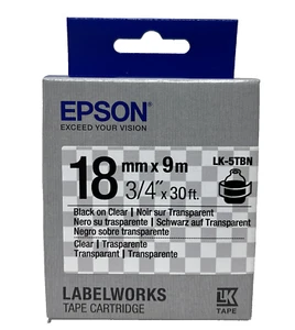 Epson C53S655008 LK-5TBN Labels Black On Transparent 18Mm X 9M LW-600P/LW-700/L - Picture 1 of 1